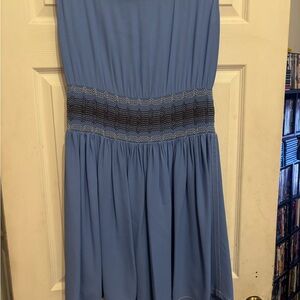 Prada  Blue Sleeveless Dress with Black Accents